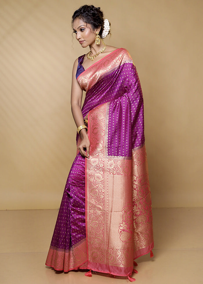 Purple Georgette Saree With Blouse Piece