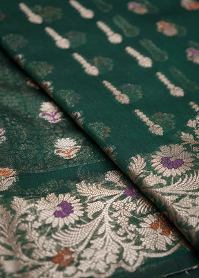 Green Dupion Silk Saree With Blouse Piece - Indian Silk House Agencies