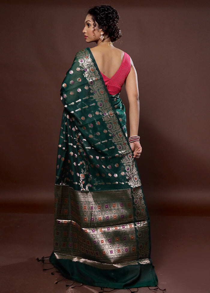 Green Dupion Silk Saree With Blouse Piece - Indian Silk House Agencies