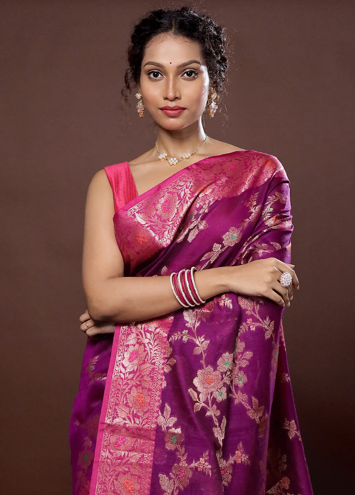 Pink Dupion Silk Saree With Blouse Piece - Indian Silk House Agencies