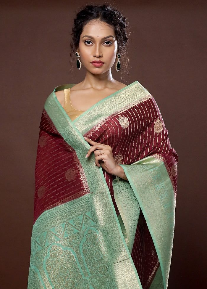 Maroon Georgette Saree With Blouse Piece - Indian Silk House Agencies