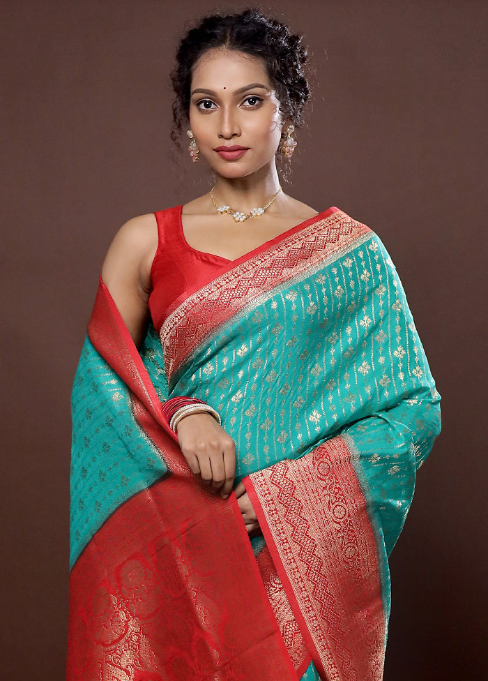 Green Georgette Saree With Blouse Piece - Indian Silk House Agencies