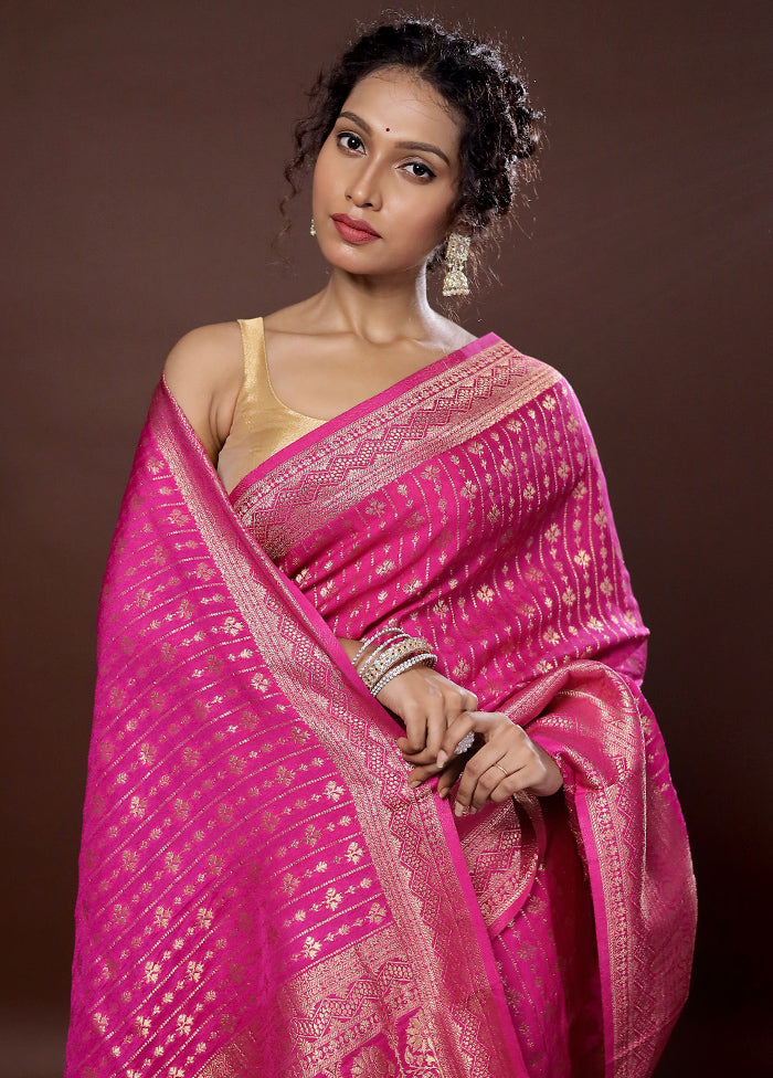 Pink Georgette Saree With Blouse Piece - Indian Silk House Agencies