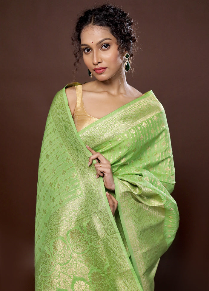 Green Georgette Saree With Blouse Piece - Indian Silk House Agencies