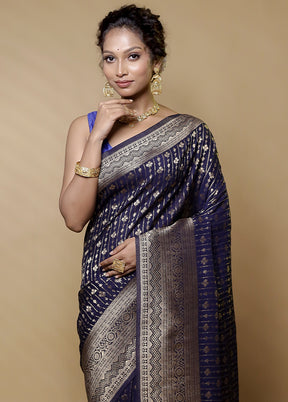 Blue Georgette Saree With Blouse Piece