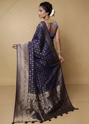 Blue Georgette Saree With Blouse Piece