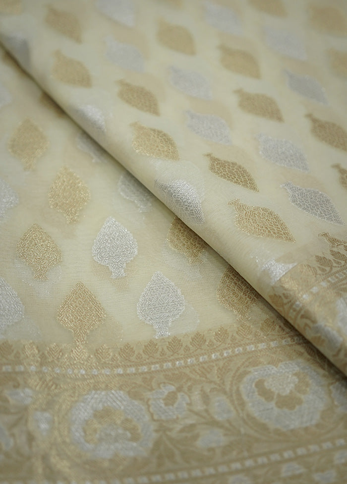 Cream Organza Saree With Blouse Piece - Indian Silk House Agencies