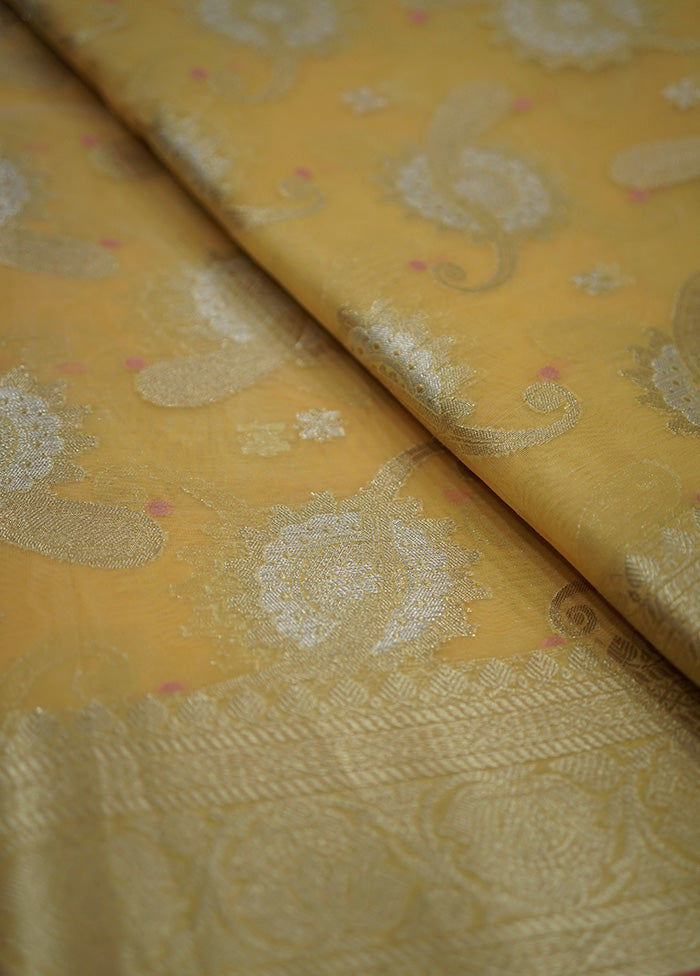 Yellow Organza Saree With Blouse Piece - Indian Silk House Agencies