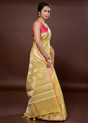 Yellow Organza Saree With Blouse Piece - Indian Silk House Agencies