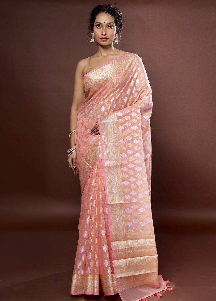 Pink Organza Saree With Blouse Piece - Indian Silk House Agencies