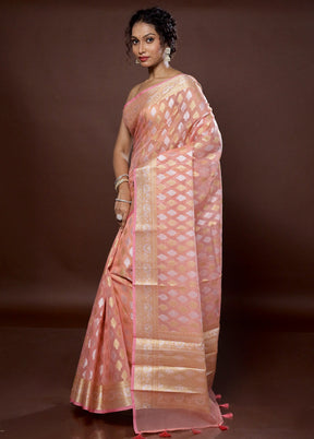 Pink Organza Saree With Blouse Piece - Indian Silk House Agencies