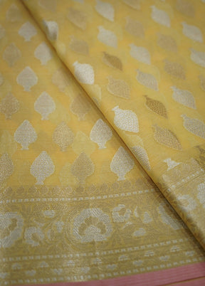 Yellow Organza Saree With Blouse Piece - Indian Silk House Agencies