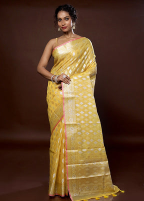 Yellow Organza Saree With Blouse Piece - Indian Silk House Agencies