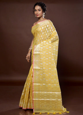 Yellow Organza Saree With Blouse Piece - Indian Silk House Agencies