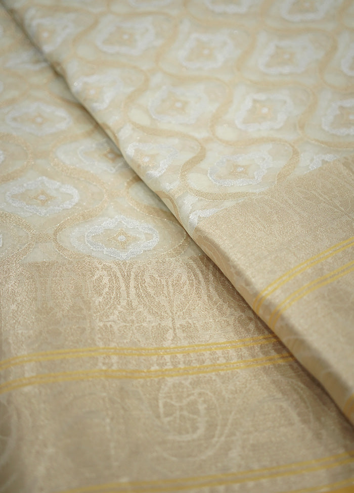 Cream Organza Saree With Blouse Piece - Indian Silk House Agencies