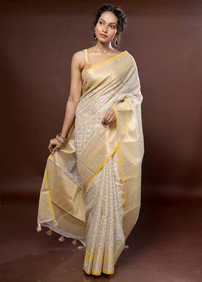 Cream Organza Saree With Blouse Piece - Indian Silk House Agencies