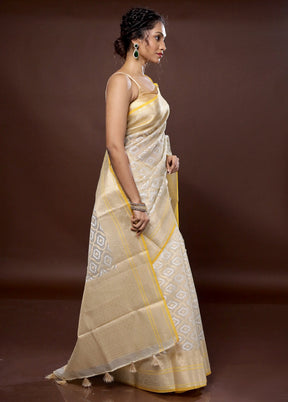 Cream Organza Saree With Blouse Piece - Indian Silk House Agencies