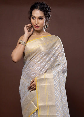 Grey Organza Saree With Blouse Piece - Indian Silk House Agencies