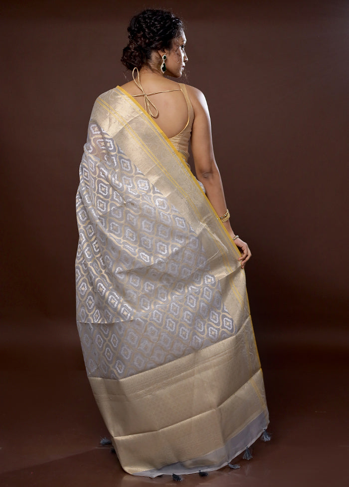 Grey Organza Saree With Blouse Piece - Indian Silk House Agencies