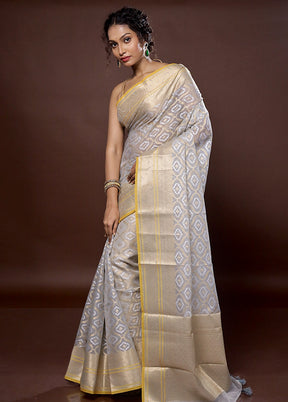 Grey Organza Saree With Blouse Piece - Indian Silk House Agencies