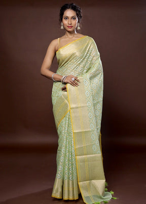 Green Organza Saree With Blouse Piece - Indian Silk House Agencies