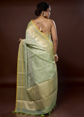 Green Organza Saree With Blouse Piece - Indian Silk House Agencies