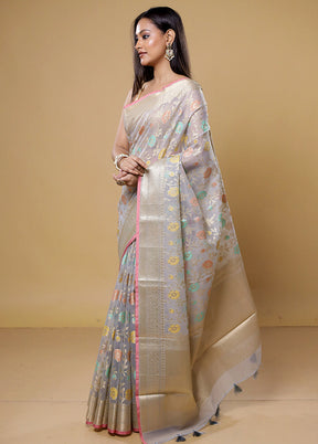 Grey Organza Saree With Blouse Piece