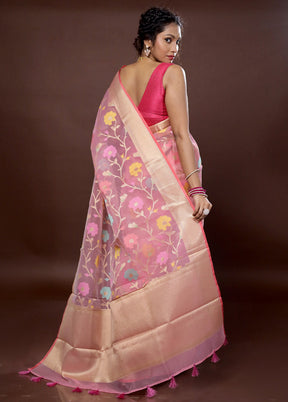 Pink Organza Saree With Blouse Piece - Indian Silk House Agencies