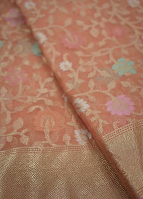 Pink Organza Saree With Blouse Piece - Indian Silk House Agencies