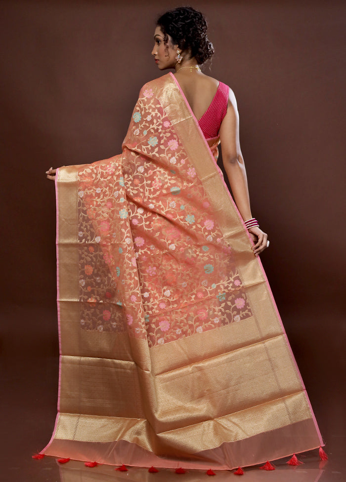 Pink Organza Saree With Blouse Piece - Indian Silk House Agencies