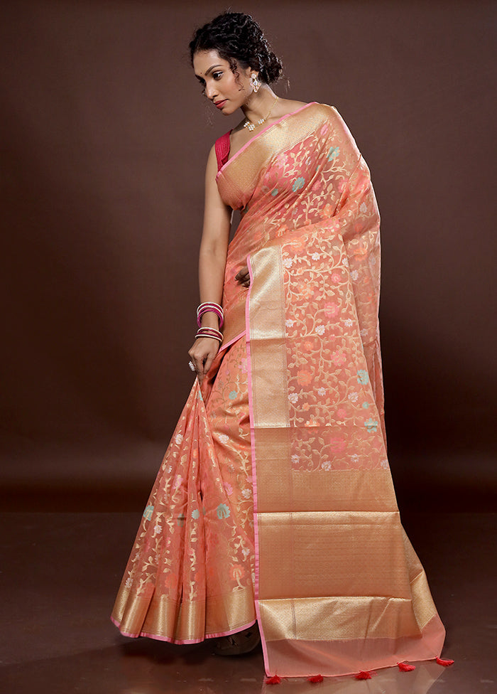 Pink Organza Saree With Blouse Piece - Indian Silk House Agencies