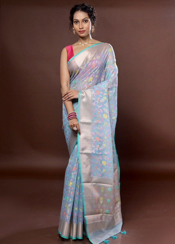 Green Organza Saree With Blouse Piece - Indian Silk House Agencies