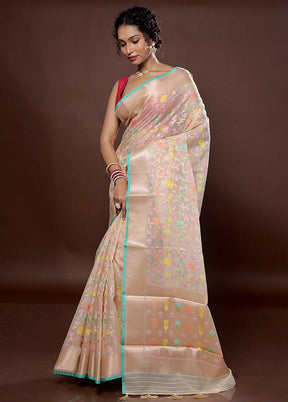 Cream Organza Saree With Blouse Piece - Indian Silk House Agencies