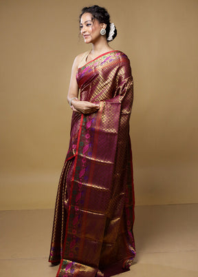 Purple Dupion Silk Saree With Blouse Piece