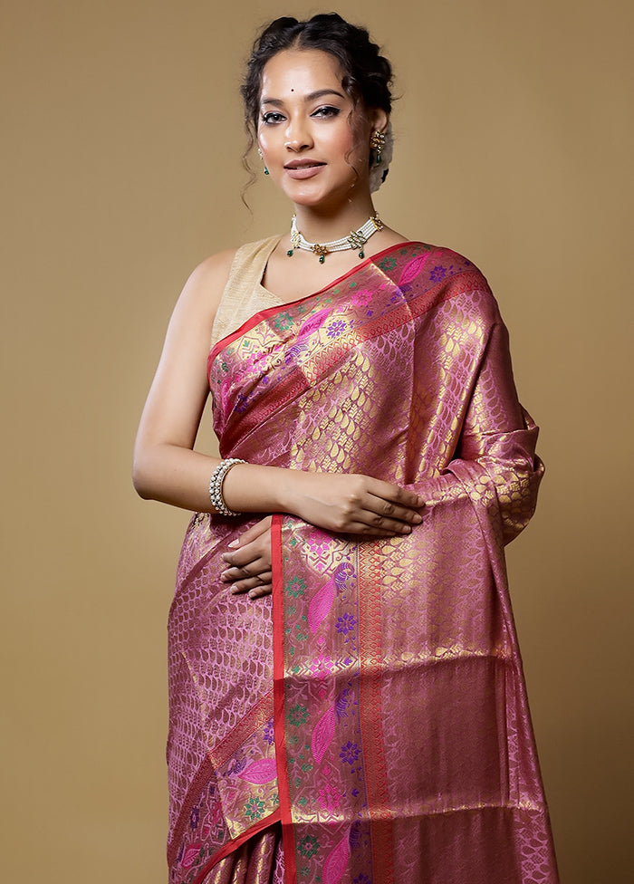 Purple Dupion Silk Saree With Blouse Piece