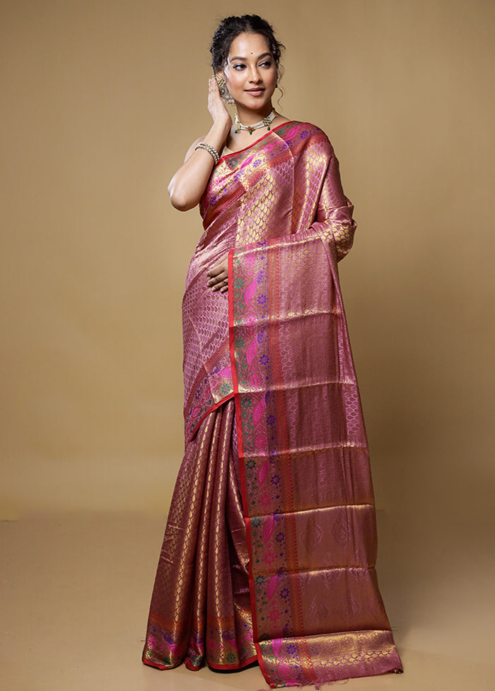 Purple Dupion Silk Saree With Blouse Piece