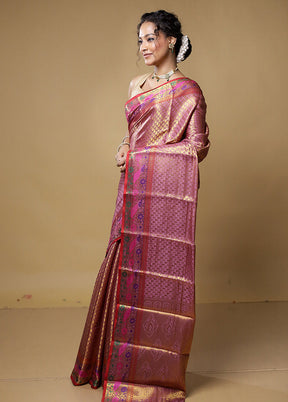 Purple Dupion Silk Saree With Blouse Piece