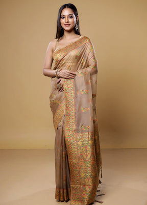 Cream Organza Saree With Blouse Piece