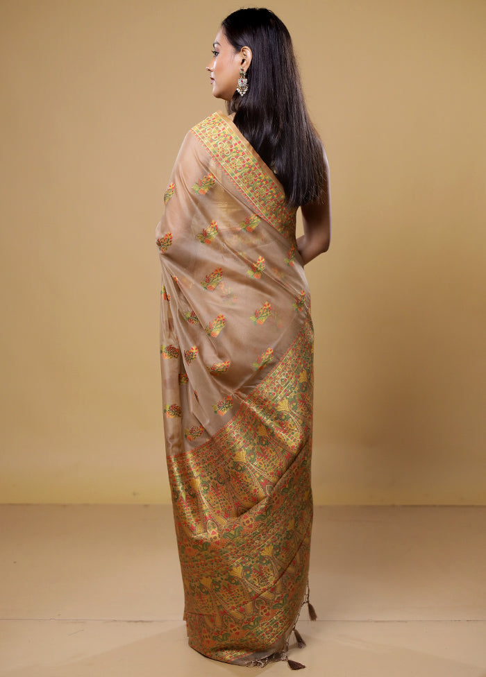 Cream Organza Saree With Blouse Piece