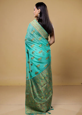 Green Organza Saree With Blouse Piece