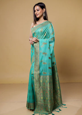 Green Organza Saree With Blouse Piece