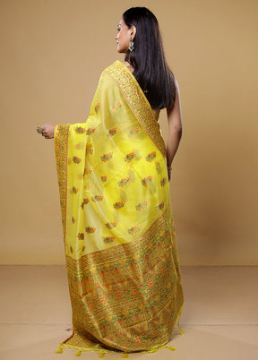 Yellow Organza Saree With Blouse Piece