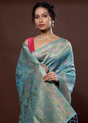 Green Organza Saree With Blouse Piece - Indian Silk House Agencies