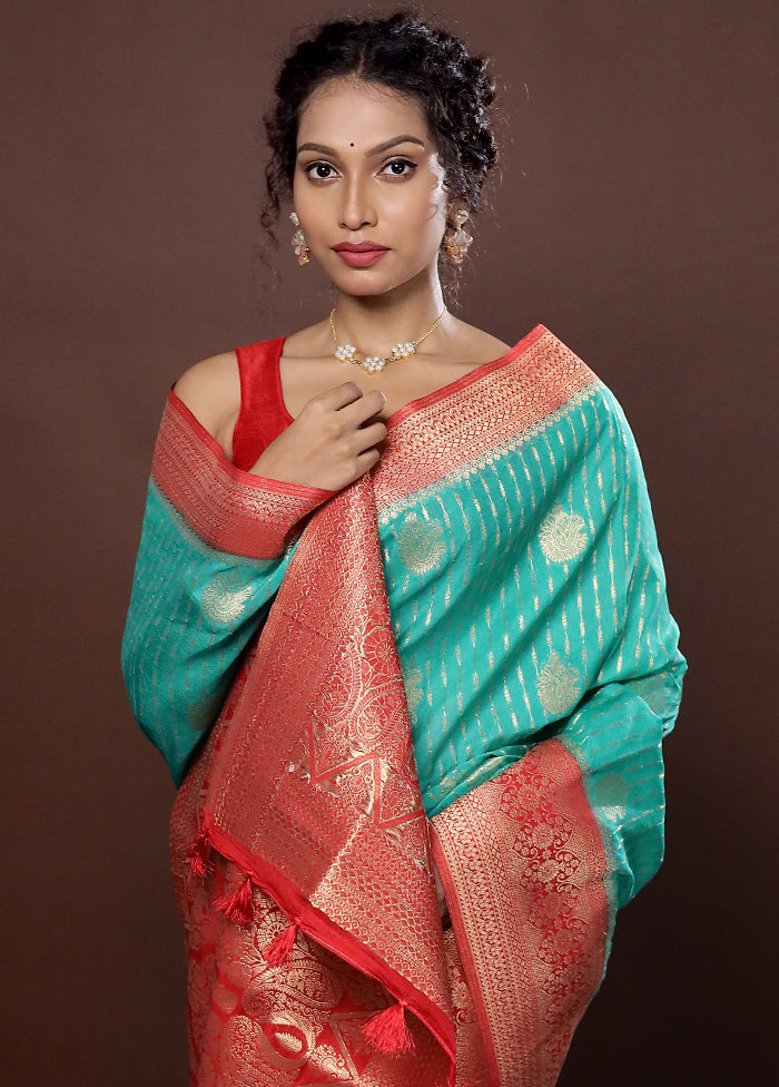 Green Georgette Saree With Blouse Piece - Indian Silk House Agencies