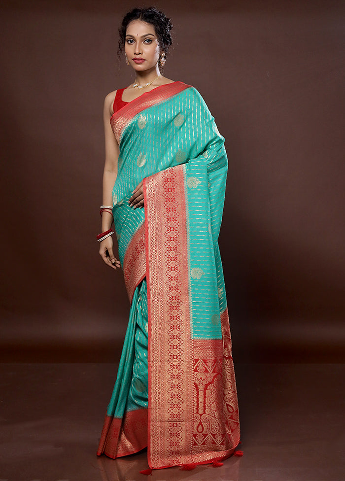 Green Georgette Saree With Blouse Piece - Indian Silk House Agencies