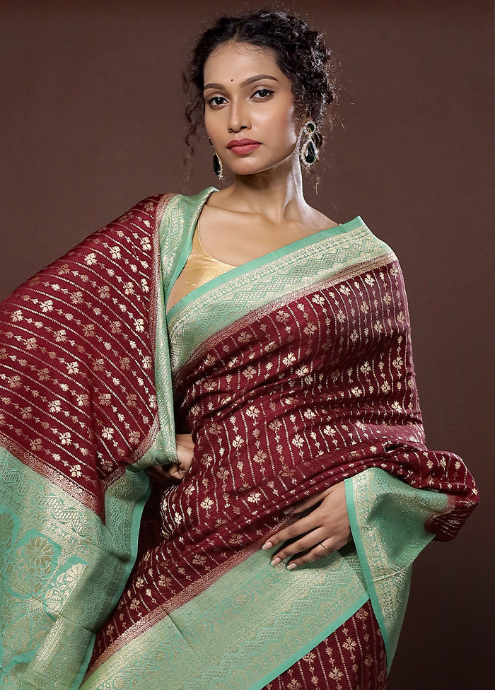 Maroon Georgette Saree With Blouse Piece - Indian Silk House Agencies