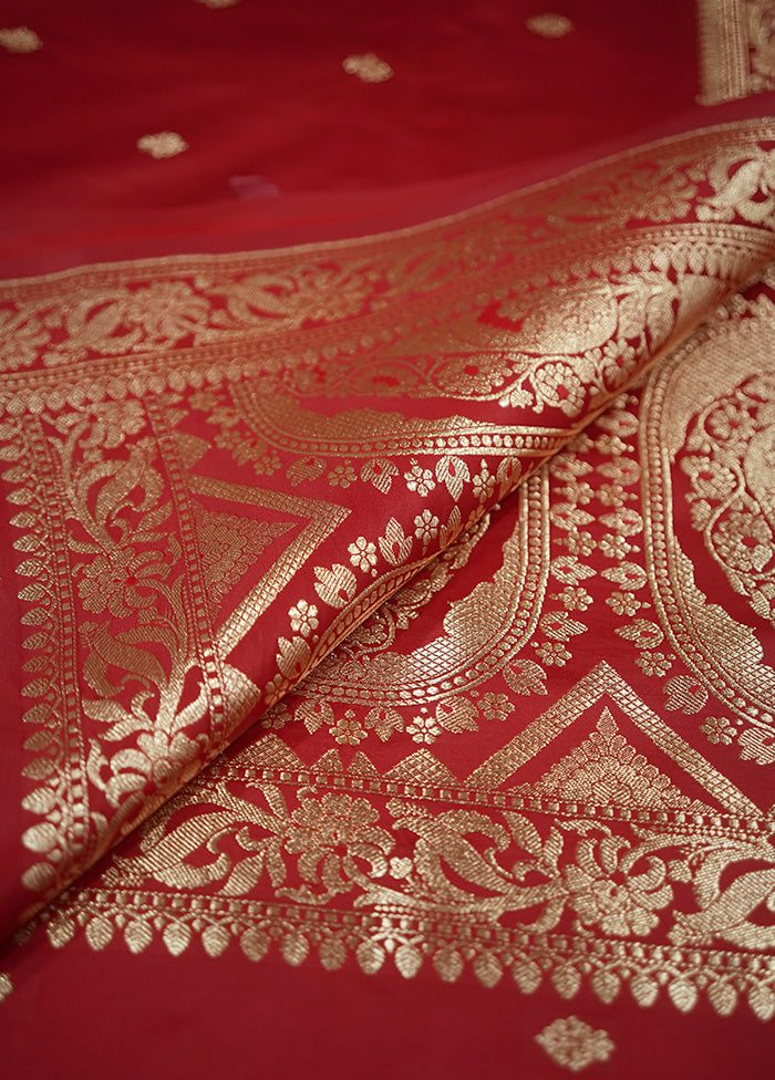 Red Banarasi Silk Saree With Blouse Piece - Indian Silk House Agencies