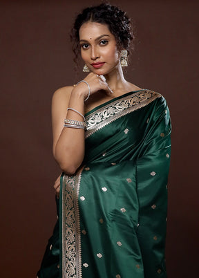 Green Banarasi Silk Saree With Blouse Piece - Indian Silk House Agencies