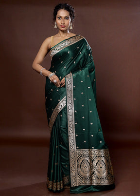 Green Banarasi Silk Saree With Blouse Piece - Indian Silk House Agencies