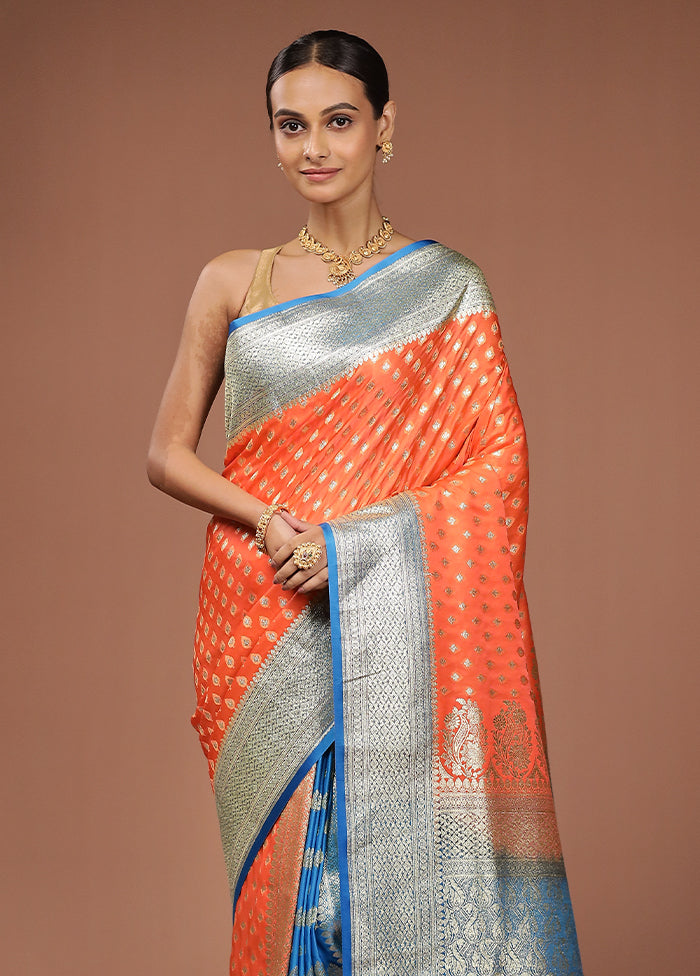 Rust Tanchoi Silk Saree With Blouse Piece
